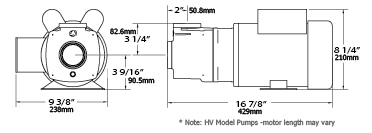 THR-1P50 3/4 HP THRESHER VORTEX SEWAGE PUMP, 220VAC 1Ø 50HZ